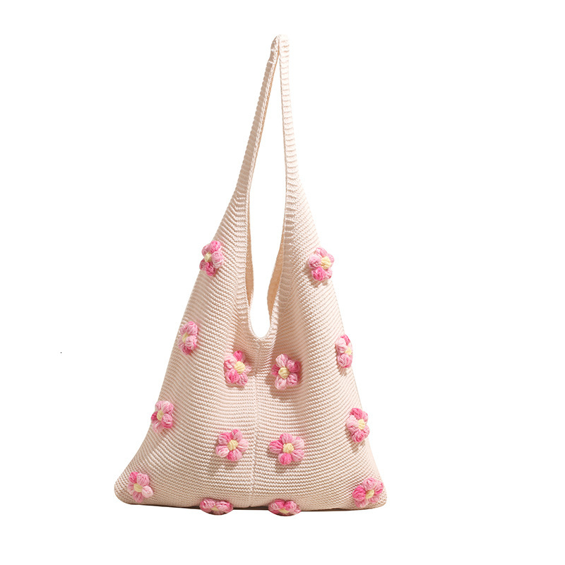 Women's Handbag Free Shipping Designer Bag Spring Summer Knitted Flower Single Shoulder Tote Bag Lazy Style Small Fresh Sweet Simple Armpit Bag B