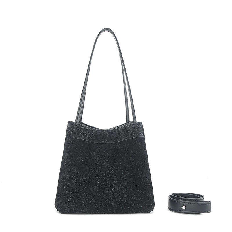 Autumn Winter New Women's Basket High-end Niche Style Xiangfei Velvet Shoulder Handbag Crossbody Bag