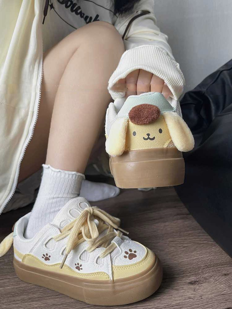 2025 Designer casual shoes Bread Girl Thick Sole Tongue Niche Design Appearance Junior High School Student Versatile Cute Pudding Dog Shoes