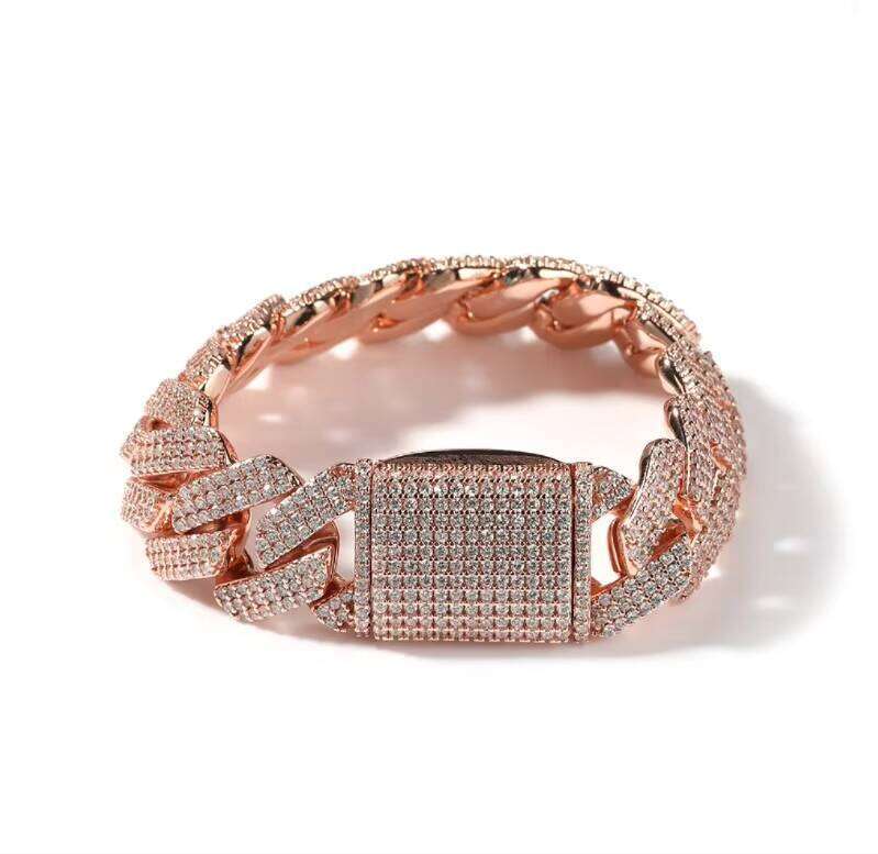 DHCollections 10mm CZ Iced Out Alloy Cuban Link Chain Bracelet Hip Hop Jewelry for Men