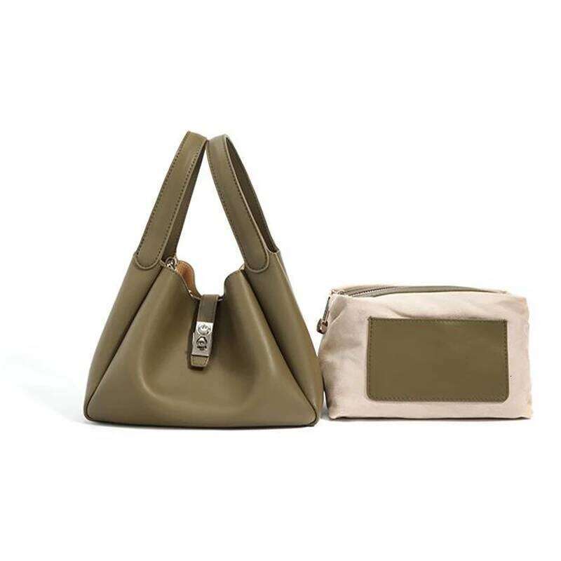 Genuine Leather Lazy Style Shopper Basket Bag,Cowhide Crossbody Shoulder Bag,Women Versatile Commuter Tote Bag,High-End Handbag