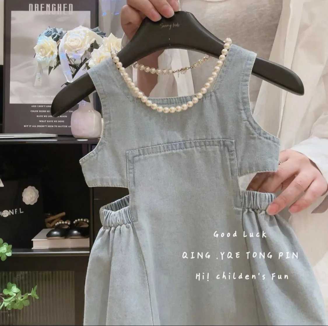 Girls Casual Dresses Halter-waist Denim Suspenders Dress Chic Vest and Denim Skirt Baby Girl Dress for 2 To 7 Years X250528