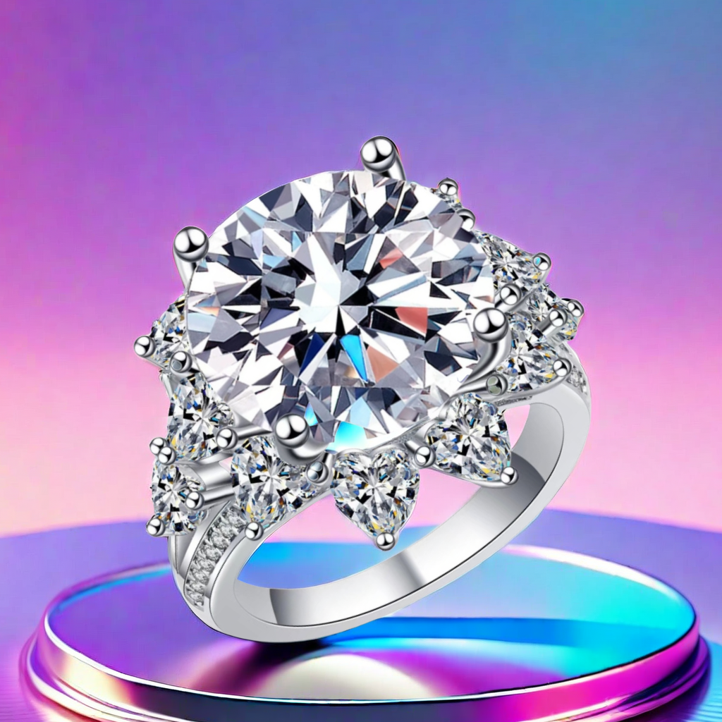 10CT VVDS1 Eight Heart Eight Arrow S925 sterling Silver Scorpio Balance Fish Twin-Pisces Moissanite Star Richly Decorated Designer Aphrodite Ring of L