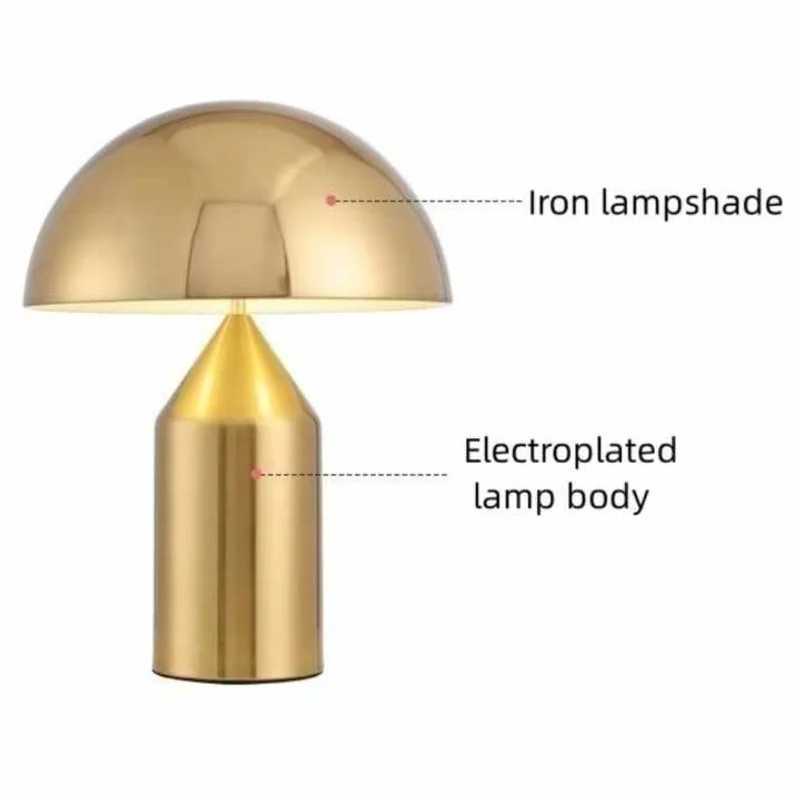 Electroplating Nordic Black White Gold Mushroom Table Lamp for Desk Living Dining Room Bedroom Bedside Metal LED Desktop Decoration W250528