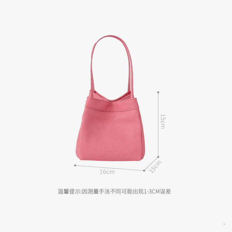 New Korean Style Genuine Leather Small Square Versatile Sheepskin Bucket Bag Niche Fashion Underarm Handbag for Women