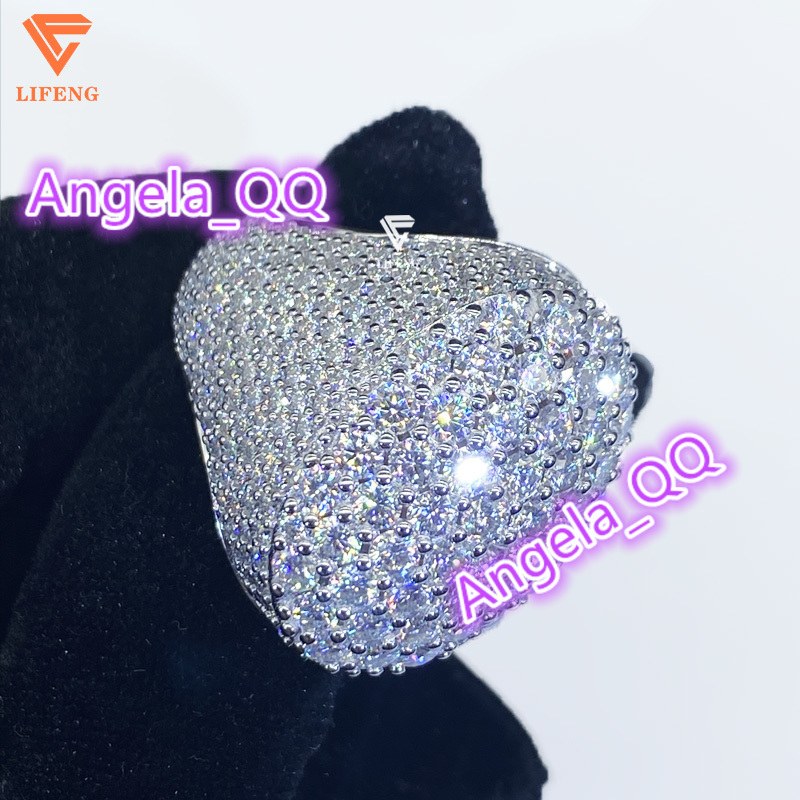 New Luxury Full Diamond Custom Hip Hop Ring Platinum Plated 925 Sterling Silver DVVS Moissanite Oval Ring Elegant Wedding Ring