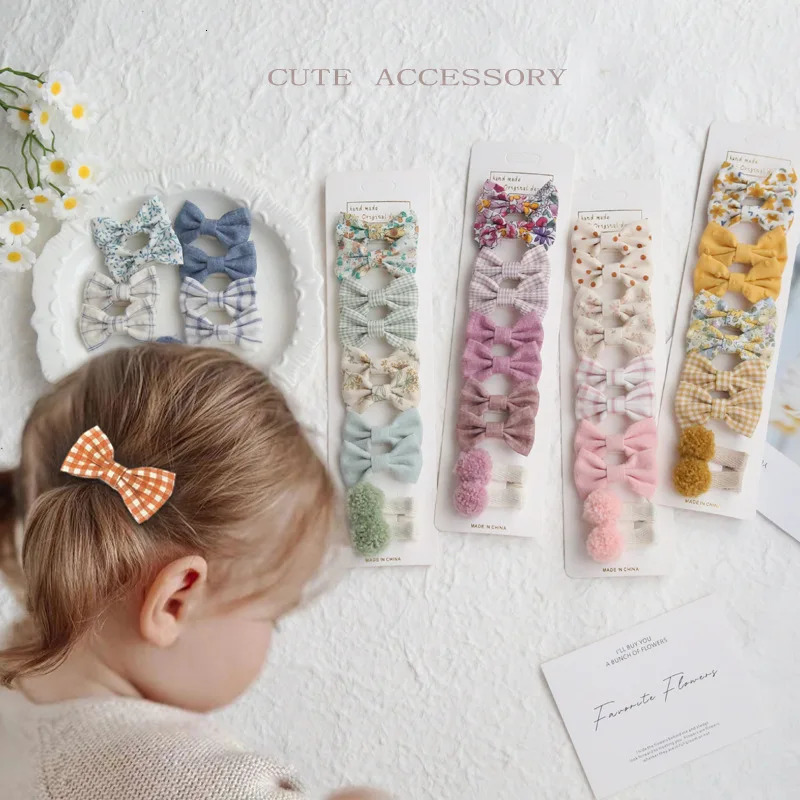 20pcs/set Lovely Kids Bows Hair Clips for Girls Barrette Boutique Full Coverage Fabric Childrens Headwear Baby Hair Accessories 250528