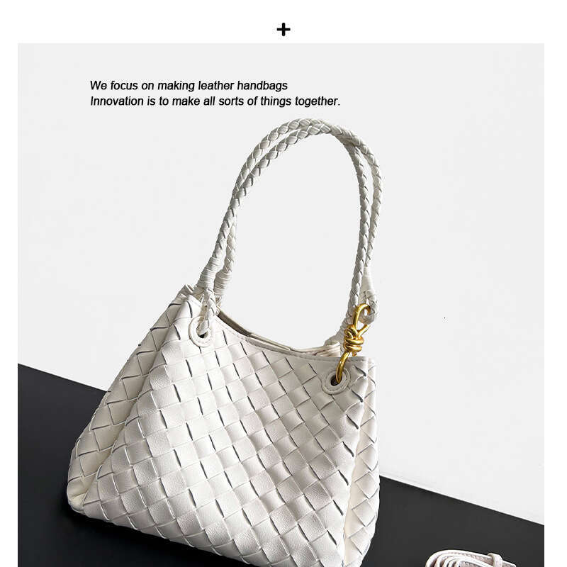 Tote Bag Braided Handbag New Genuine Leather Woven Parachute Shu Qi Same Style Handheld Basket Large Capacity Cowhide Bucket Bag Shoulder Bag