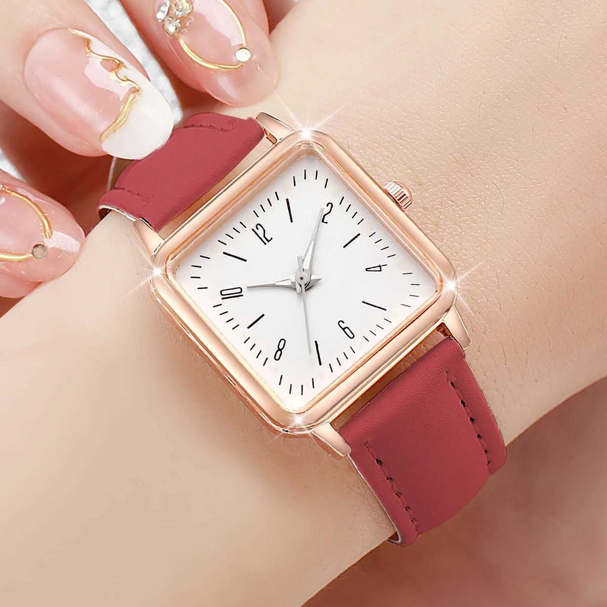 8Pcs/Set Fashion Womens Watch Sweet and Elegant Academy Style Leather Quartz Watch Set (Box Not Included) XJ250527