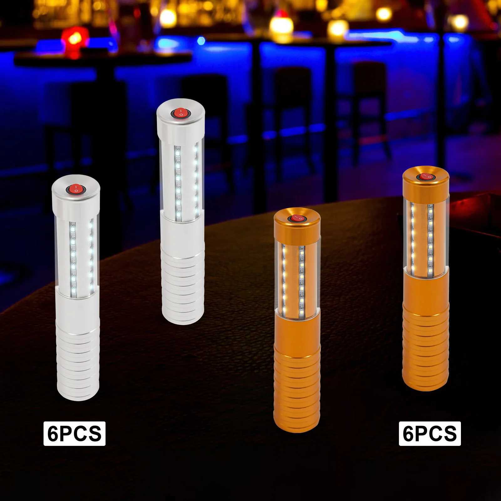 6 PCS LED Sticks 3 Modes Rechargeable Reusable Aluminum Alloy Glow Lights for Events Nightclubs Weddings Parties W250528