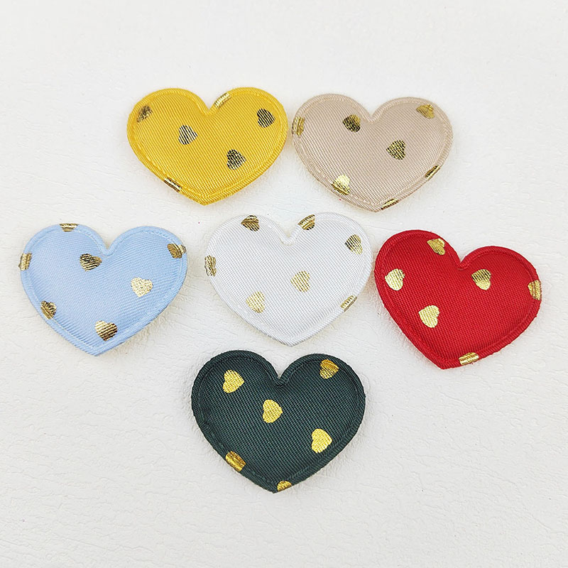 60Pcs Gold Polka Dot Heart Padded Applique For Children's Headband Hair Clip Accessories, Shoes, Hats Decoration Patches