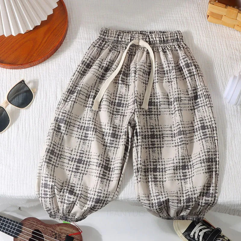 Summer Children Ice Silk Mosquito Proof Trousers Girl Boy Baby Soft Loose Home Sleeping Pants Children High Waisted Casual Pants 250528
