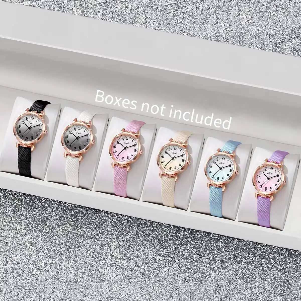 2/3/4/5/6PCS Fashion Women Multicolor Watches Set Simple Small Dial Leather Strap Quartz Watch For Ladies ClockWithout Box XJ250527