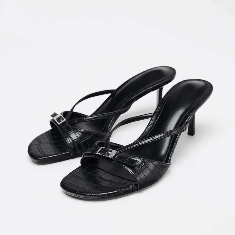 2025 New Summer Fashion Open Toe Women Slipper Slip On Elegant Thin Heel Dress Pumps Zapatillas De Mujer