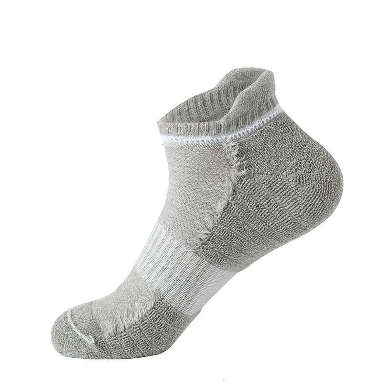 Men's Solid Color Cotton Sports Running Thickened Terry Bottom Mesh Breathable Deodorant Short Tube Socks