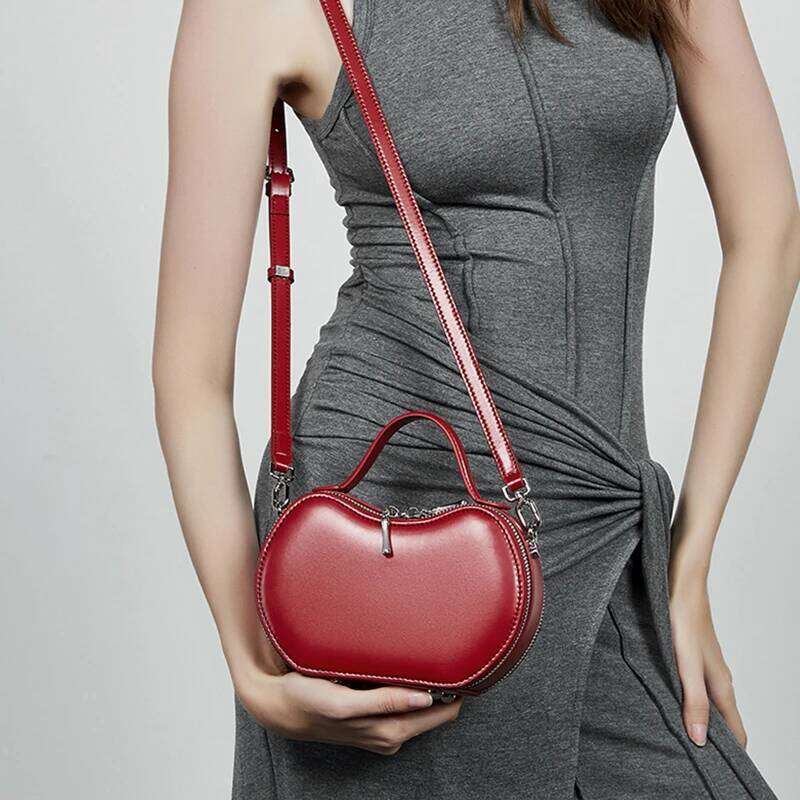 Burminsa Genuine Leather Apple Shape Small Shoulder Crossbody Bags For Women 2025 Designer Saddle Purses Ladies Handbags