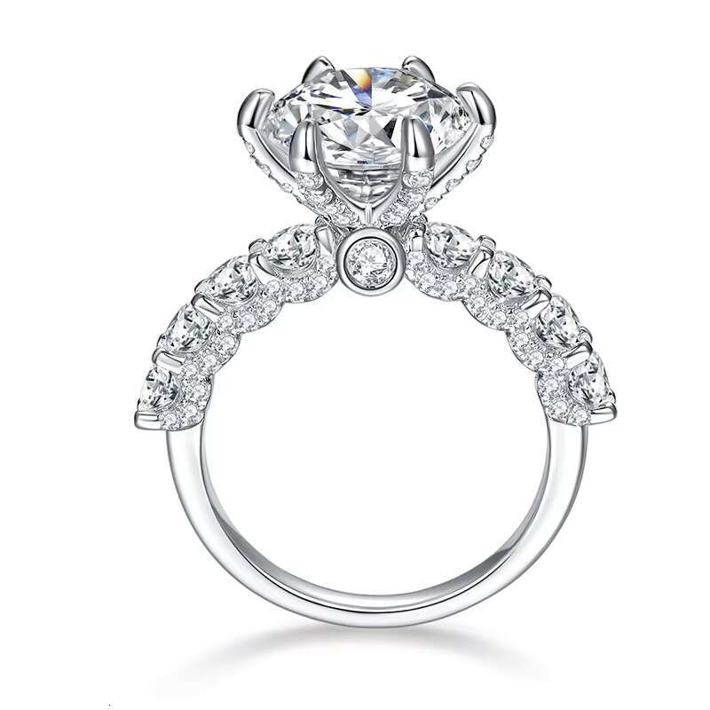 Moissanite Ring Silver VVS Handset White Moissanite Portuguese Cut Round 3ct Moissanite Engagement Ring