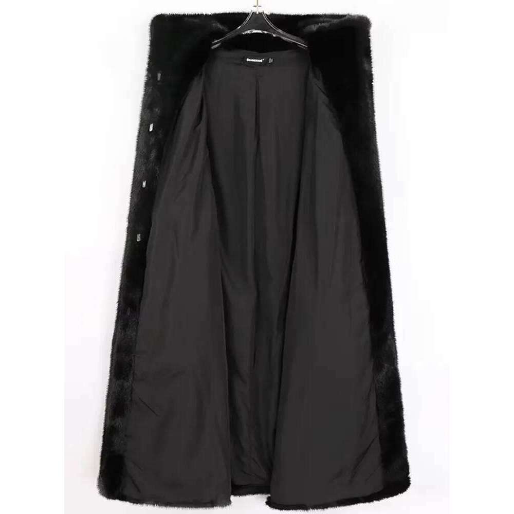 Mauroicardi Autumn Winter Long Black Thick Warm Soft Faux Mink Fur Coat Women with Hood Elegant Chic Fluffy Jacket