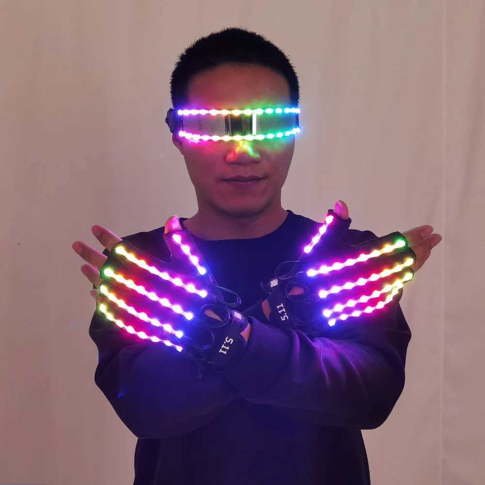 New Design LED Light Emitting Costumes LED Luminous Glasses Gloves Stage Props LED luminous Costumes W250528