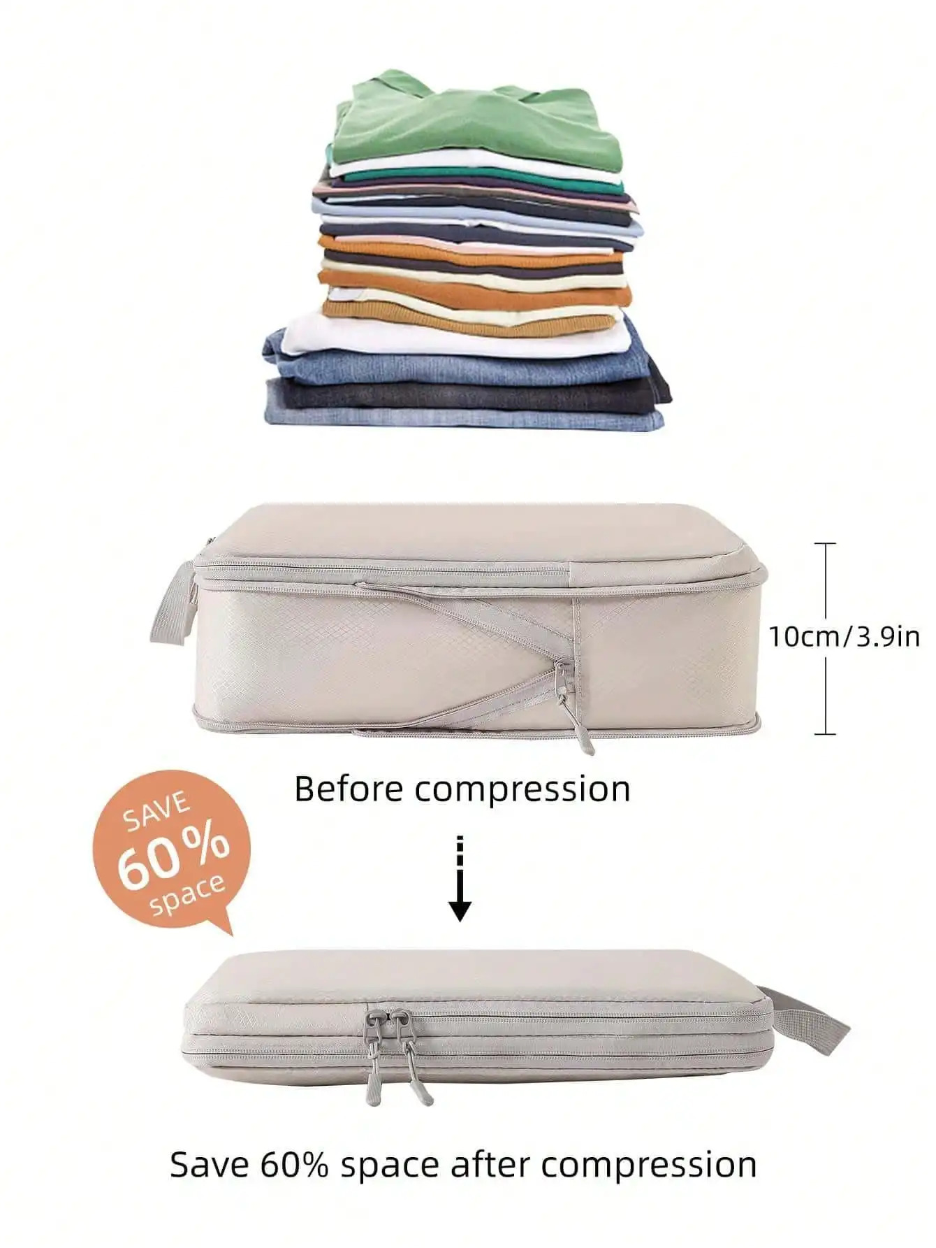 4 pcs/set Compressible Packing Travel Storage Bag Cubes Waterproof Suitcase Nylon Portable With Handbag Luggage Organizer 250526