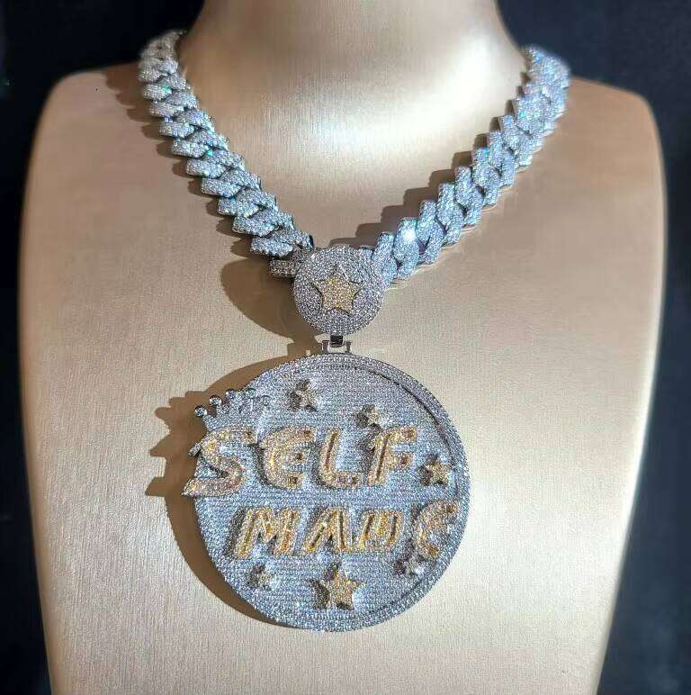 Custom Sterling Sier Letter Name Hip Hop Men's Jewelry Iced Out Moissaite Pendant