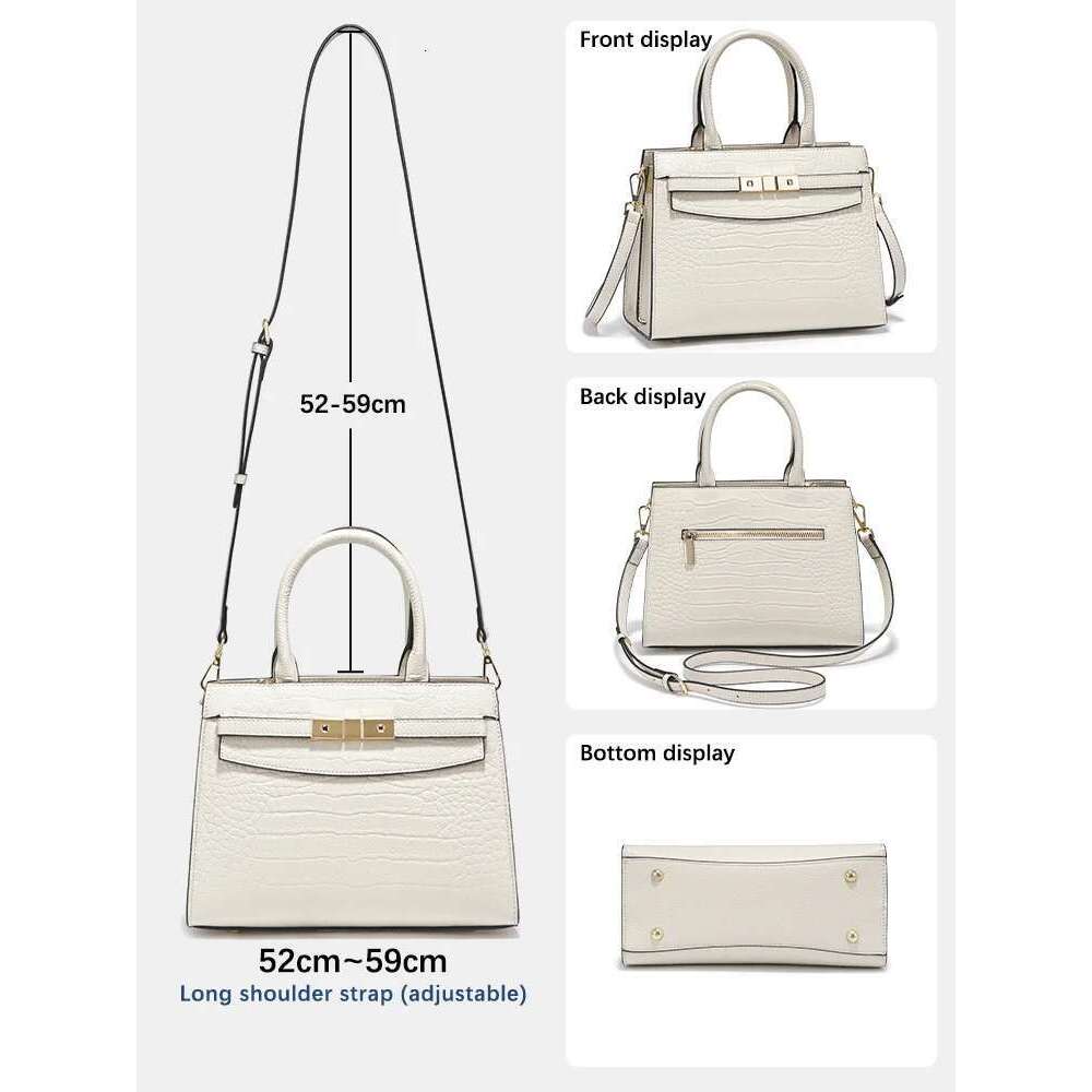 Zency Ladies Cow Skin Fashion Handbags Genuine Leather Top-Handle For Work Designer Texture Crossbody Mom Bag Top