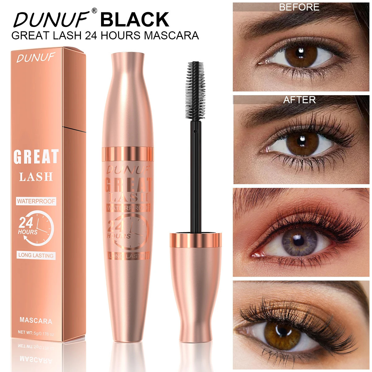 1pcs 8D Fiber Lash Mascara Waterproof Long-Lasting Black Thickening Eye Lash Curler All Skin Types Water-Resistant Cosmetic 250523