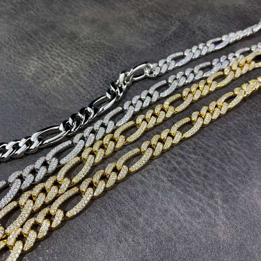 Sterling Sier VVS D Colour Moissanite LINK Hip Pop Iced Out Cuban Cut Choker Men Necklace Chain