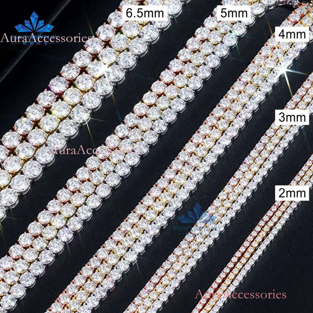 Ready to Shipping Chain 2mm-6.5mm Sterling Sier D VVS1 Moissanite Dia Tennis Bracelet With GRA Certificate