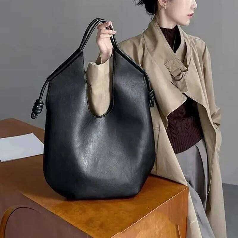 Women Stylish Armpit Large Capacity PU Leather Shoulder Bag Fashion Black Shopper Tote for Vacation Handbags