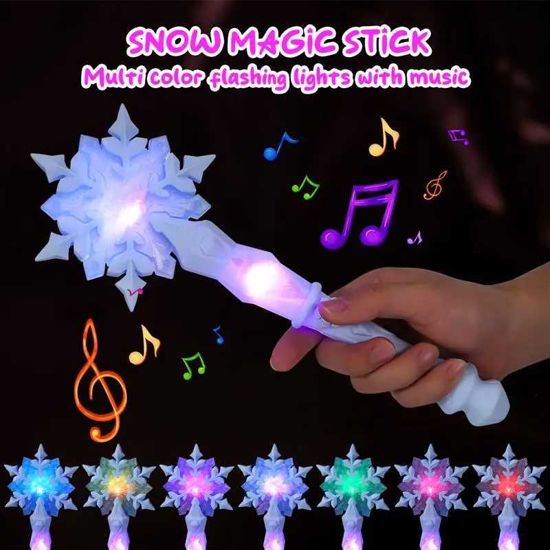 Light Up Glow Snowflake Kids Cosplay Light Up Snowflake Glowing snowflake stick Glowstick Toy birthday gift for girls W250528