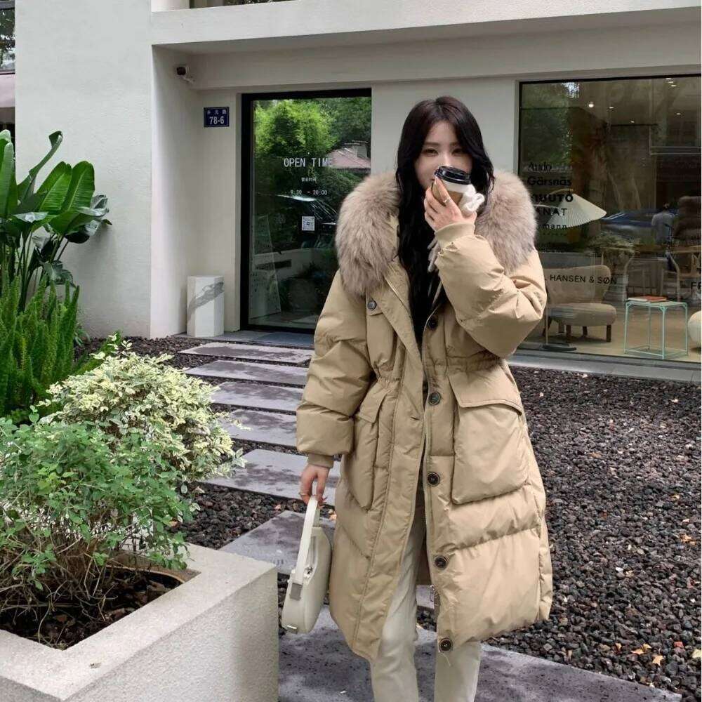 OFTBUY White Duck Down Women Waterproof Winter Long Puffer Jacket 2024 Fashion Real Raccoon Fur Hooded Female Feather