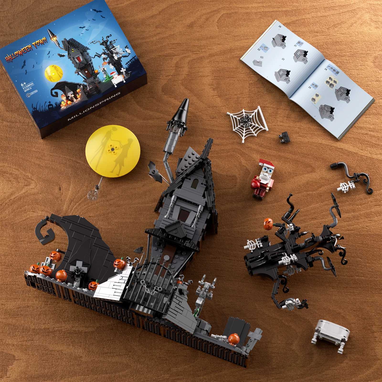 Nightmare Before Building Sets Horror Pumpkin Ghost House Model Blocks Halloween Christmas Gift Kids Adults Free shipping