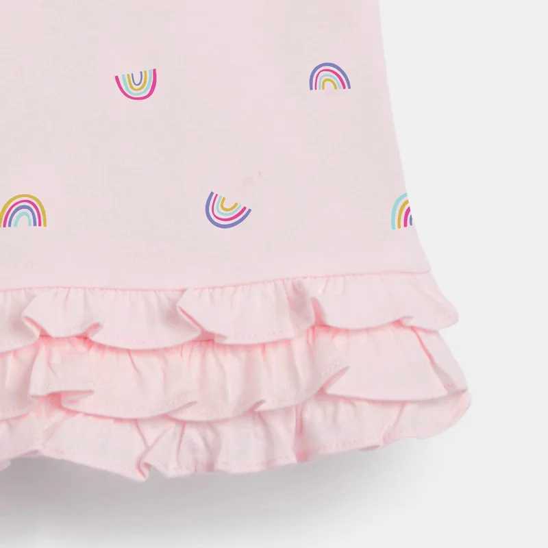 Little maven 2025 Summer Dress Casual Cotton Clothes Pink Rainbow Pretty Princess Dress for Baby Girls Kids 2 to 7 years X250528