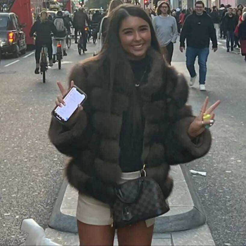 QUEENTINA Winter New Women's Cold Real Fox Fur Coat With Collar Especially Overcoat Leather Female Natural Plus Size 2023