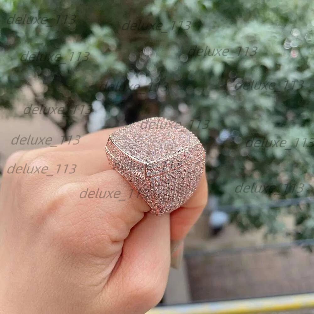2024 Iced Out Jewelry Vvs Moissanite Men Hip Hop Real Gold Hiphop Gemstone Rings Zf Round M Champion Ring