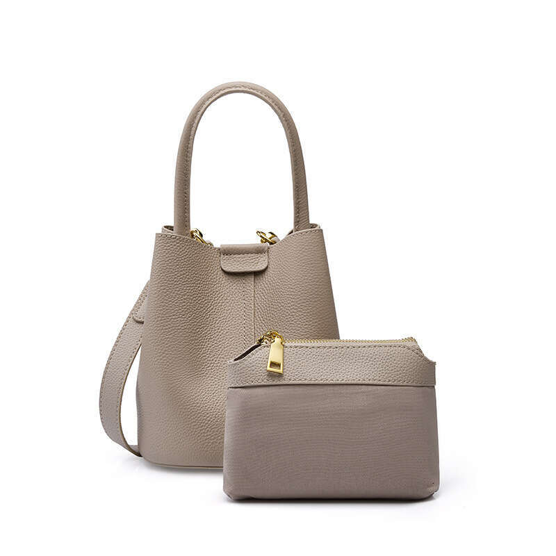 Top Layer Cowhide New Women's Crossbody Summer High-End Genuine Leather Handbag Bucket Bag B5