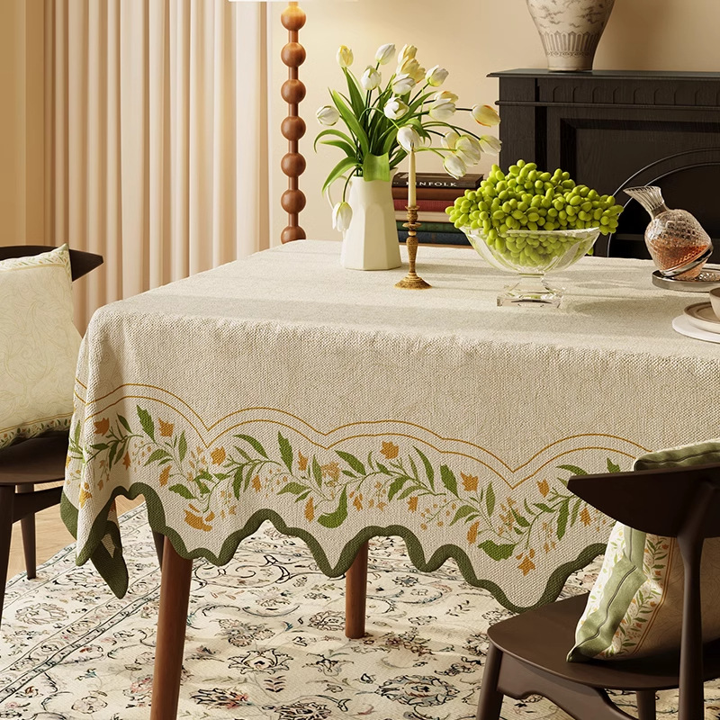 A640 American light luxury retro dining table tablecloth waterproof and oil-proof washable living room coffee table cloth rectangular new Chinese tabl
