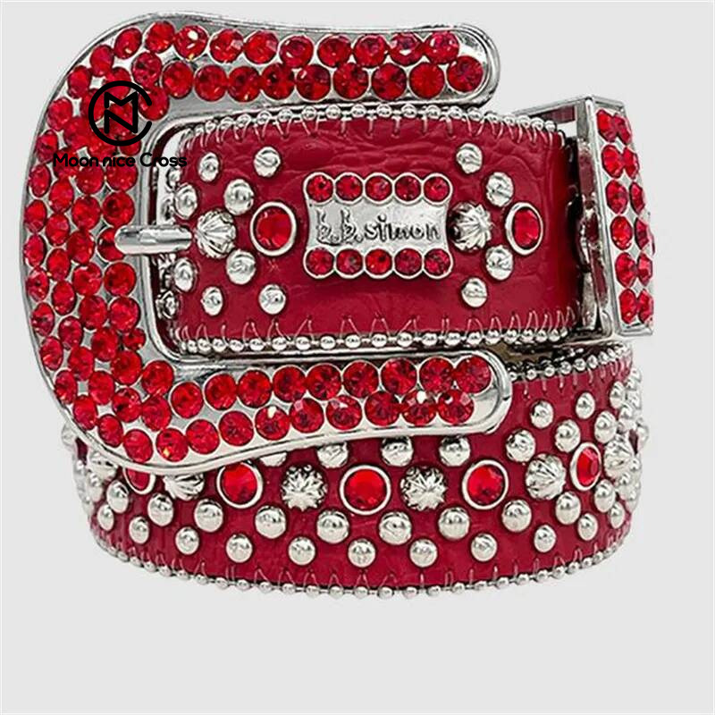 BB Simon Belt Bling Studded Crystal Fashion Trend Diamond Casual Woman Leather BB Belt Designer For Man Lady Mens Rock S Rhinestone Buckle Punk Belts 453