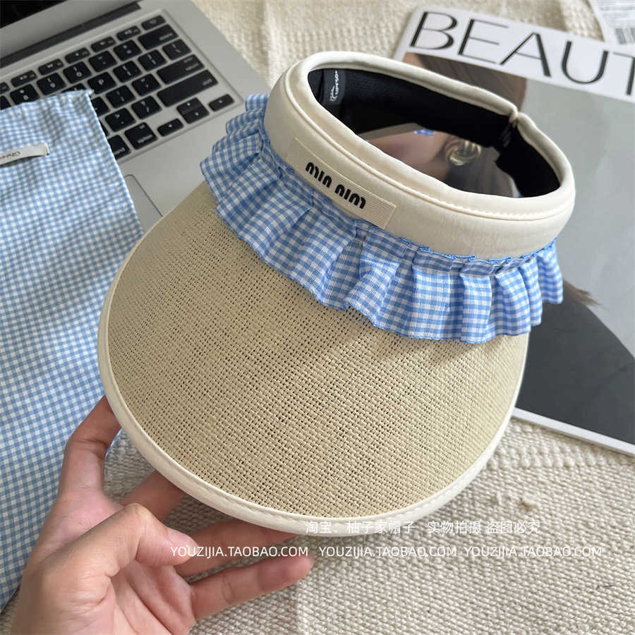 New straw-woven black vinyl UV-protective wide-brimmed sun hat for summer, large-brimmed hairband style sunshade cap X250528