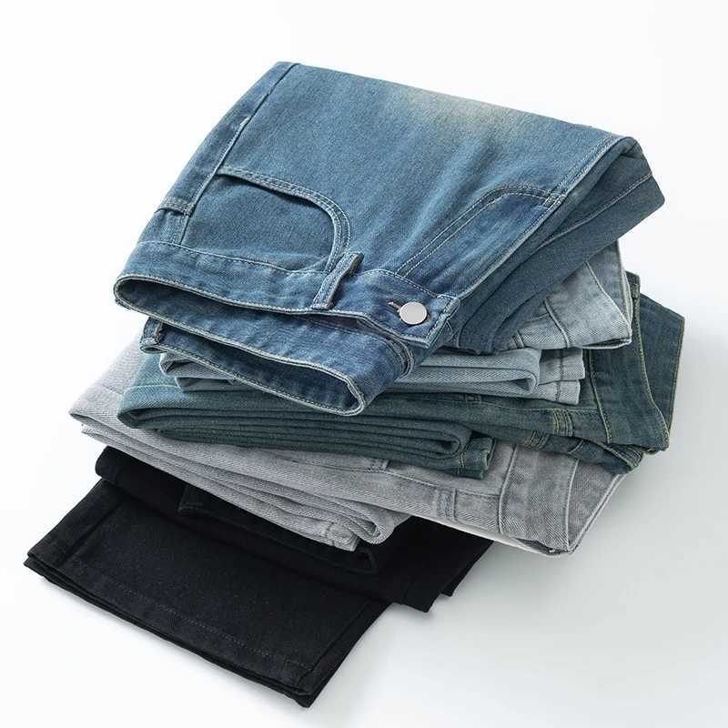 5 Colors Spring Vintage Distressed Mens Baggy Straight Jeans Fashion Korean High Strt Denim Pants Strtwear Male TrousersC250528
