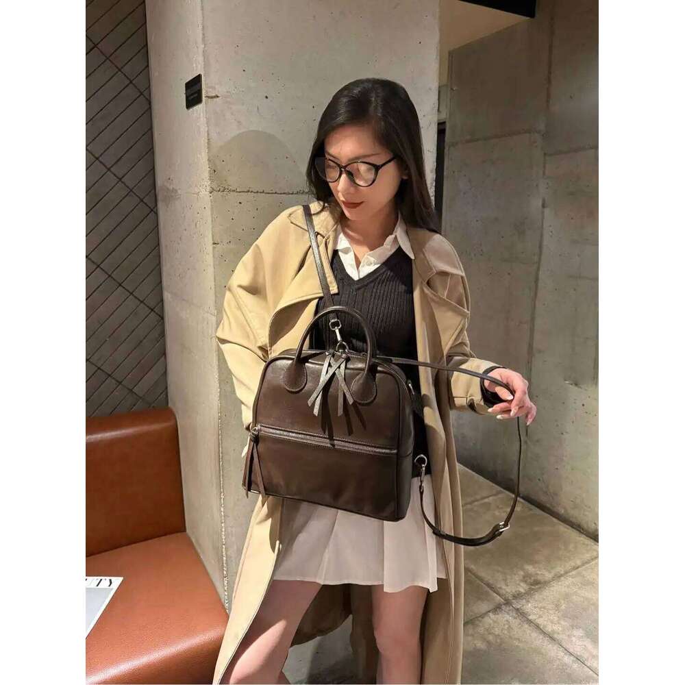 Retro Fashion Genuine Leather Women's Backpack Large Capacity Luxruy Designer High Quality Ladies Shoulder Crossbody Bag