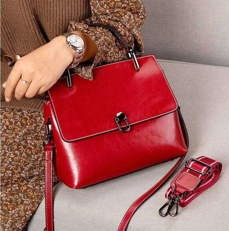Genuine Cow Leather Women's Bags Shoulder Fashion Casual Lady Bag 2022 New Portable Messenger Purses Crossbody Brand