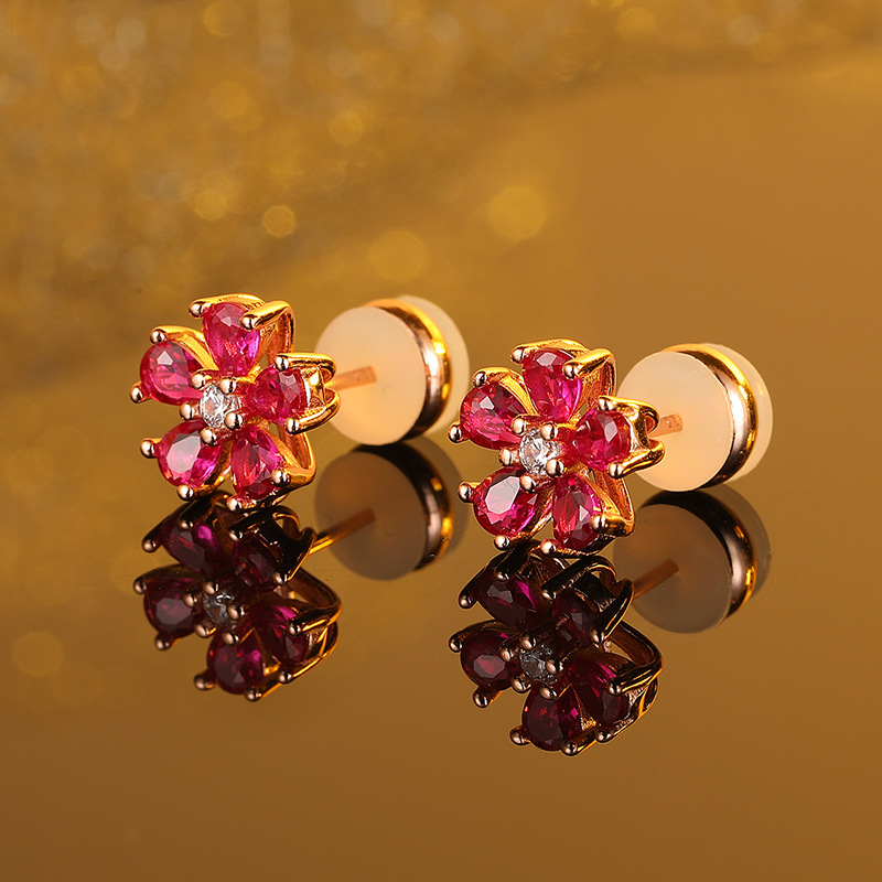 Elegant Statement Piece: Fashionable Rose-Toned Petal Shaped Gemstone Dangle Earrings