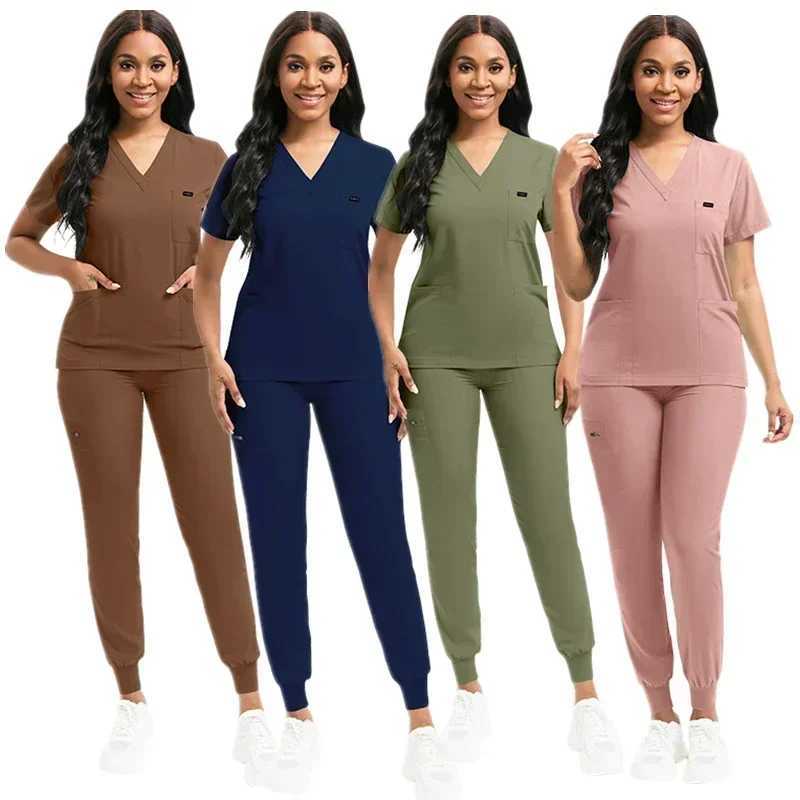 Multicolor Unisex Short Slved Pharmacy Nurse Uniform Hospital Doctor Workwear Oral Dental Surgery Uniforms Medical Scrubs Sets X2505281