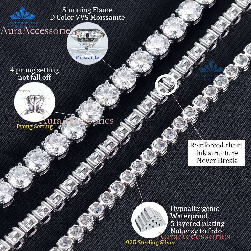 Hip Hop Jewelry Custom Real 10K 14K Solid Gold Bracelet DEF Lab Grown Dia Bangle Tennis Chain