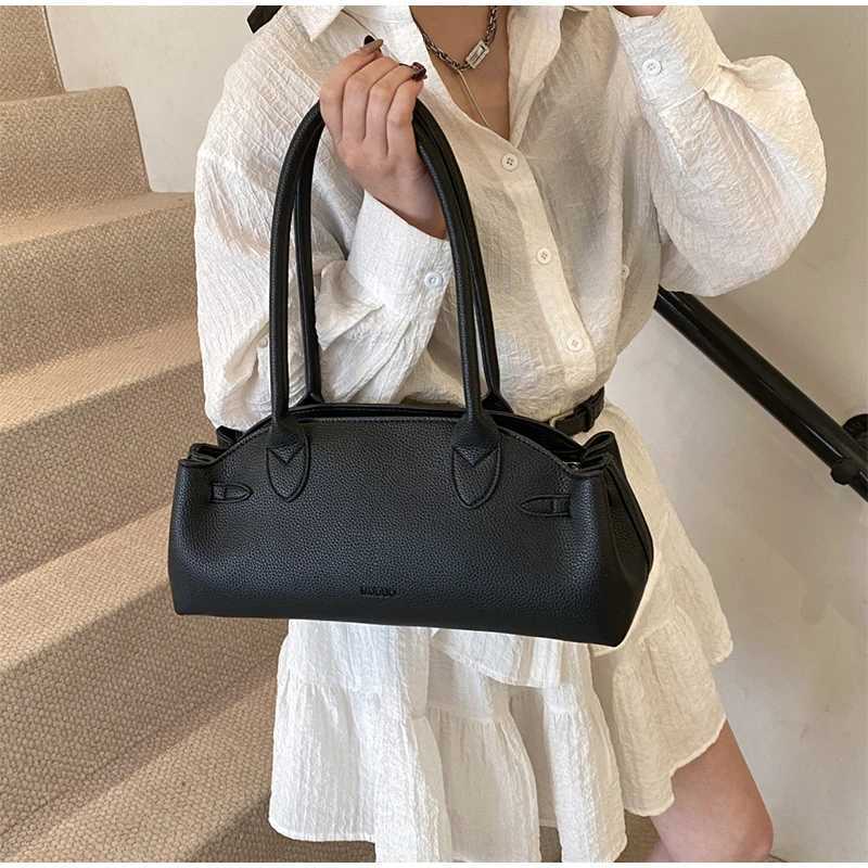 Korean Niche Womens Large Capacity 2025 New Fashion Lychee Pattern Handbag Shoulder Bag High-end Trend Underarm Bag Y250528