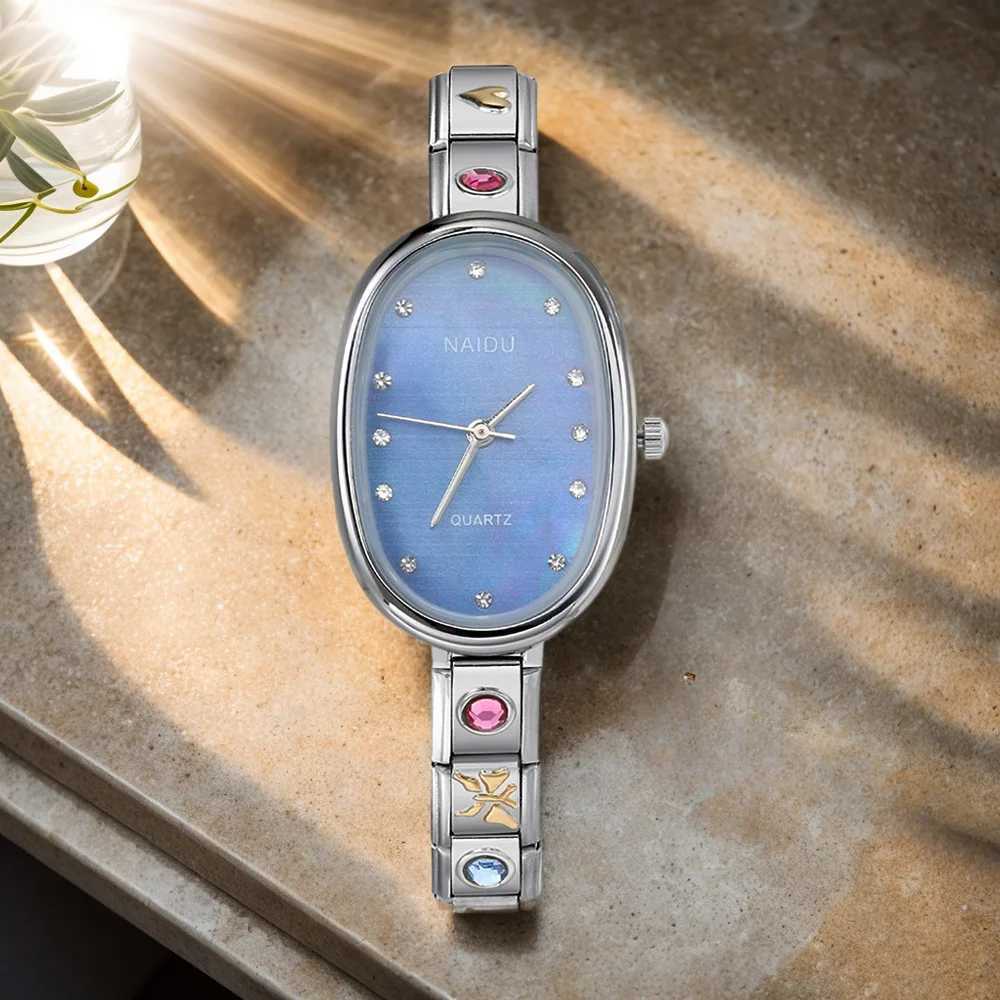 GEMOSA Modern Oval Casual Vintage Design Quartz Watches Women Ladies Stainless Steel Width 9mm Strap Party Birthday Perfect Gift XJ250527