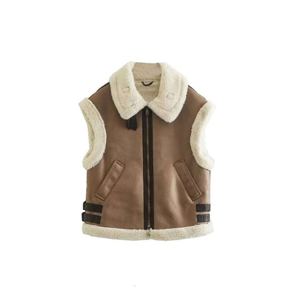 2024 European American style autumn winter new women's clothing and fur thickened vest for women