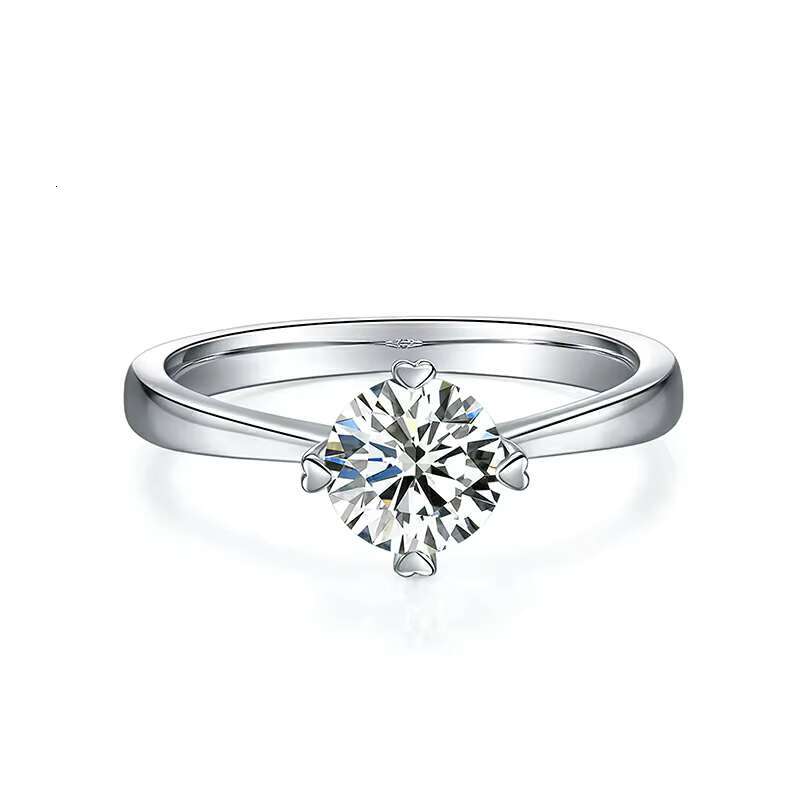Luxury 925 Sterling Silver Moissanite Diamond Rings 0.5ct round VVS D Color Wedding Engagement Gift